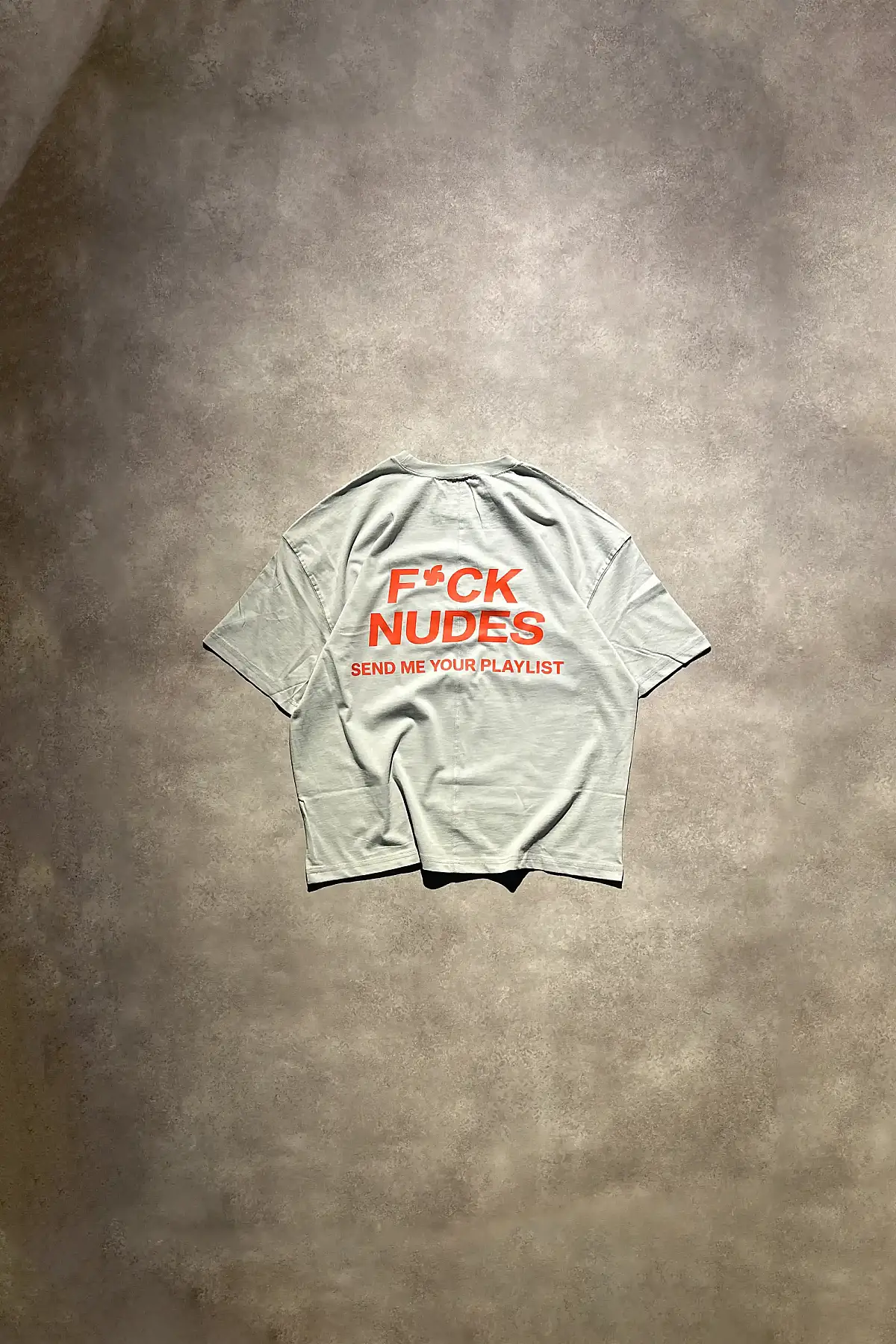 Nudes Ghost Sage Ortadan Dikişli Oversize Gri Tişört - 1