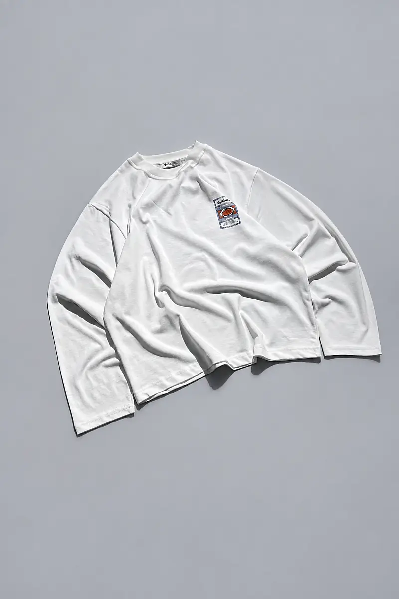 Önü Arap Çarşaf Baskılı Kırık Beyaz Long Sleeve - 6
