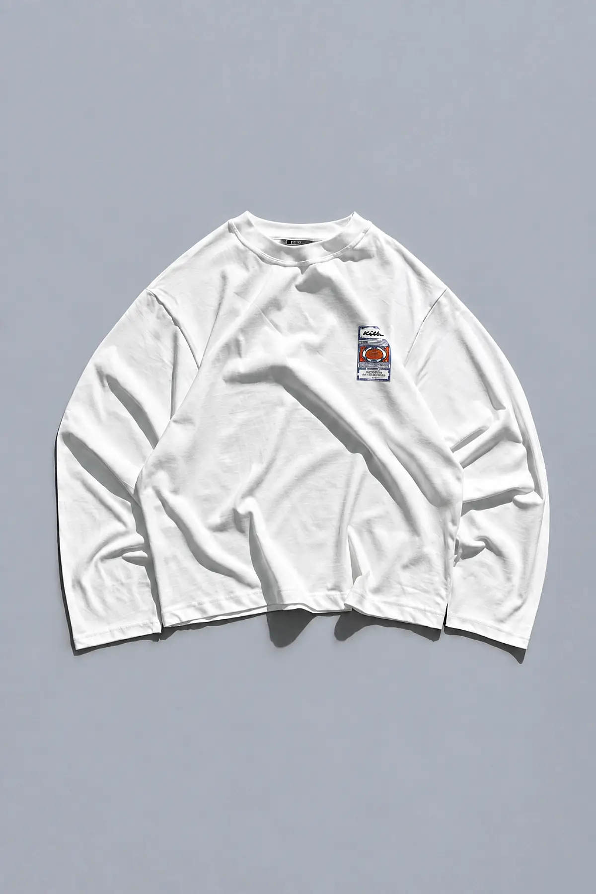 Önü Arap Çarşaf Baskılı Kırık Beyaz Long Sleeve