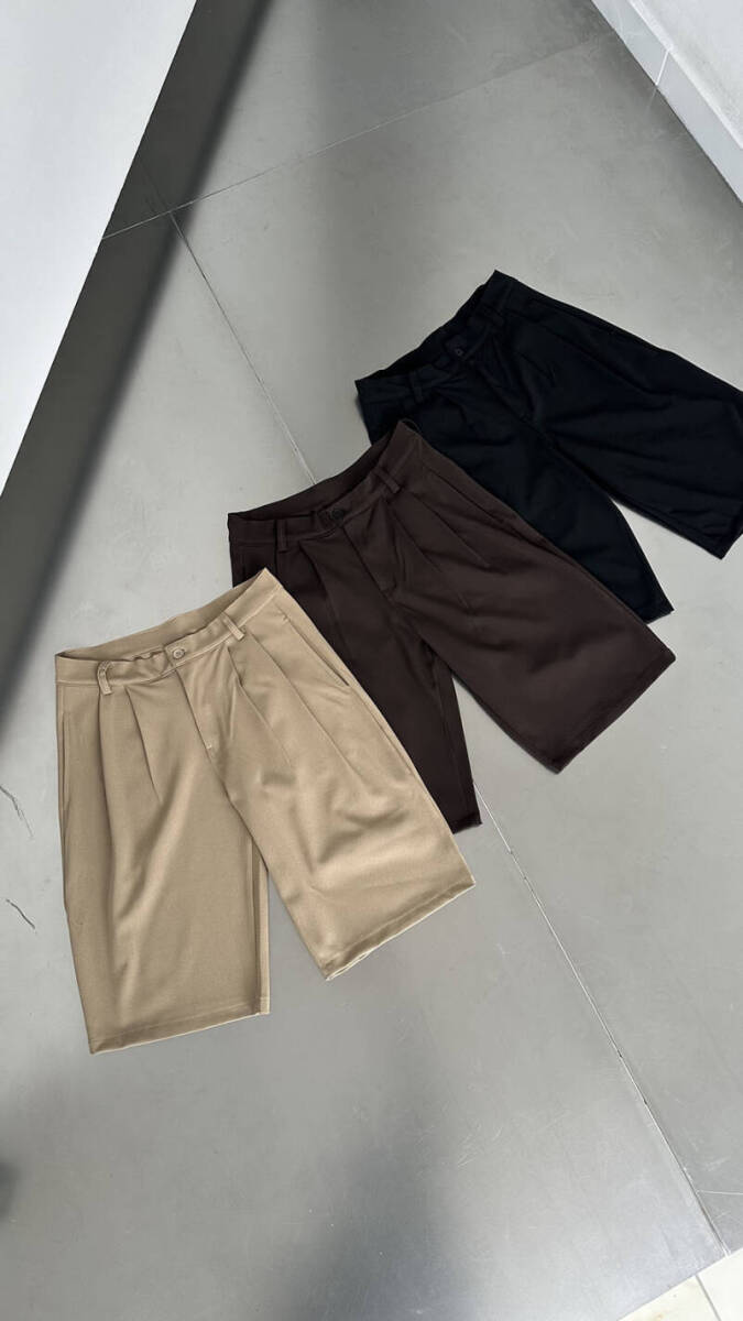 Oversize Bermuda Pileli Acı Kahve Kumaş Şort - 8