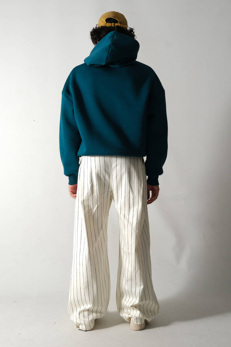 Petrol Mavi Oversize Boxy Fit Hoodie - 4