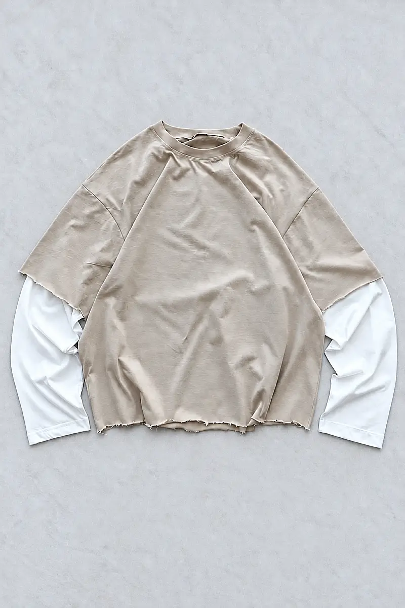 QURBH Yırtık Kol + Yırtık Etek Layered Long Sleeve R1