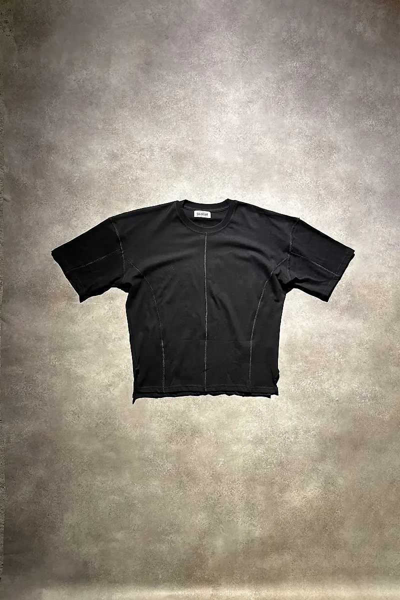 Shinjite Dikişli Siyah Oversize Tişört - 6