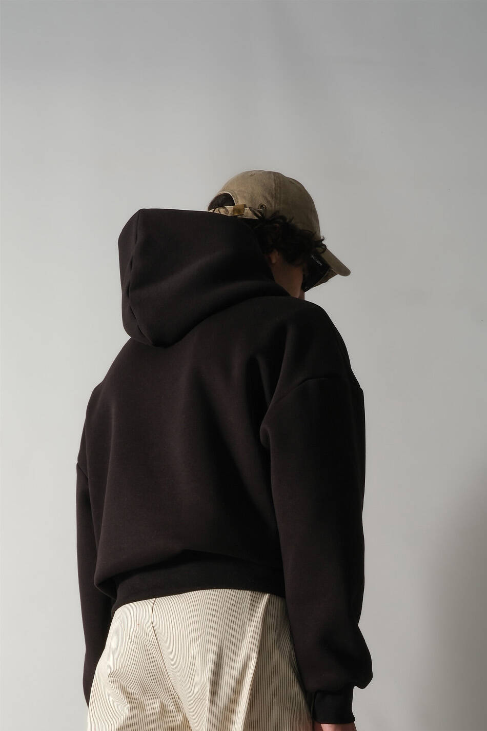 Siyah Oversize Boxy Fit Hoodie - 3