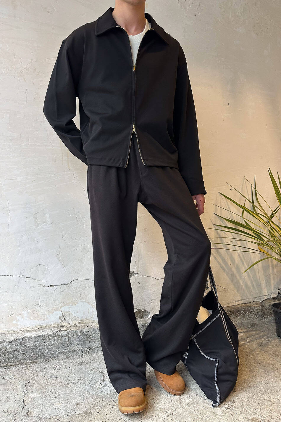Siyah Double Face Boxy Fit Ceket · 6