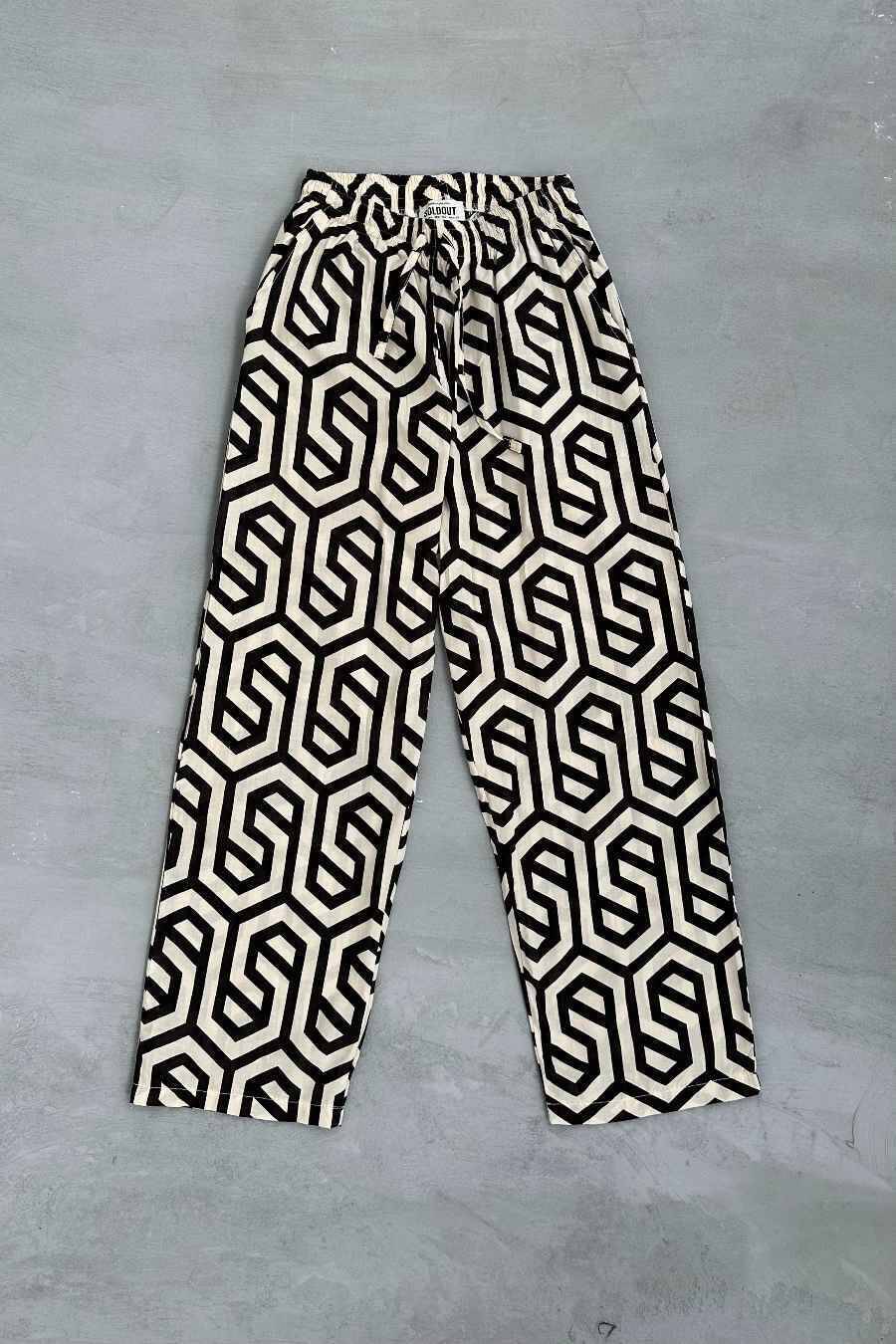 Siyah Geometrik Desenli Pantolon - 7