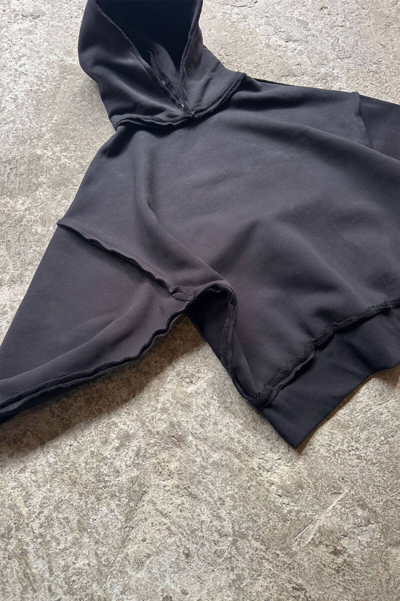 Siyah Heavyweight (550GSM) Pis Dikiş Detaylı Extra Oversize Boxy Fit Hoodie - 2