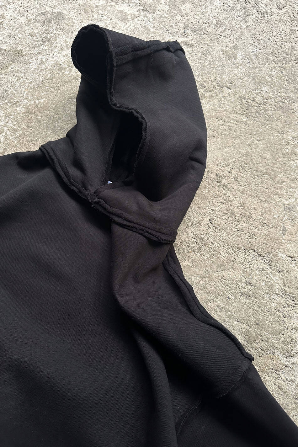 Siyah Heavyweight (550GSM) Pis Dikiş Detaylı Extra Oversize Boxy Fit Hoodie · 3