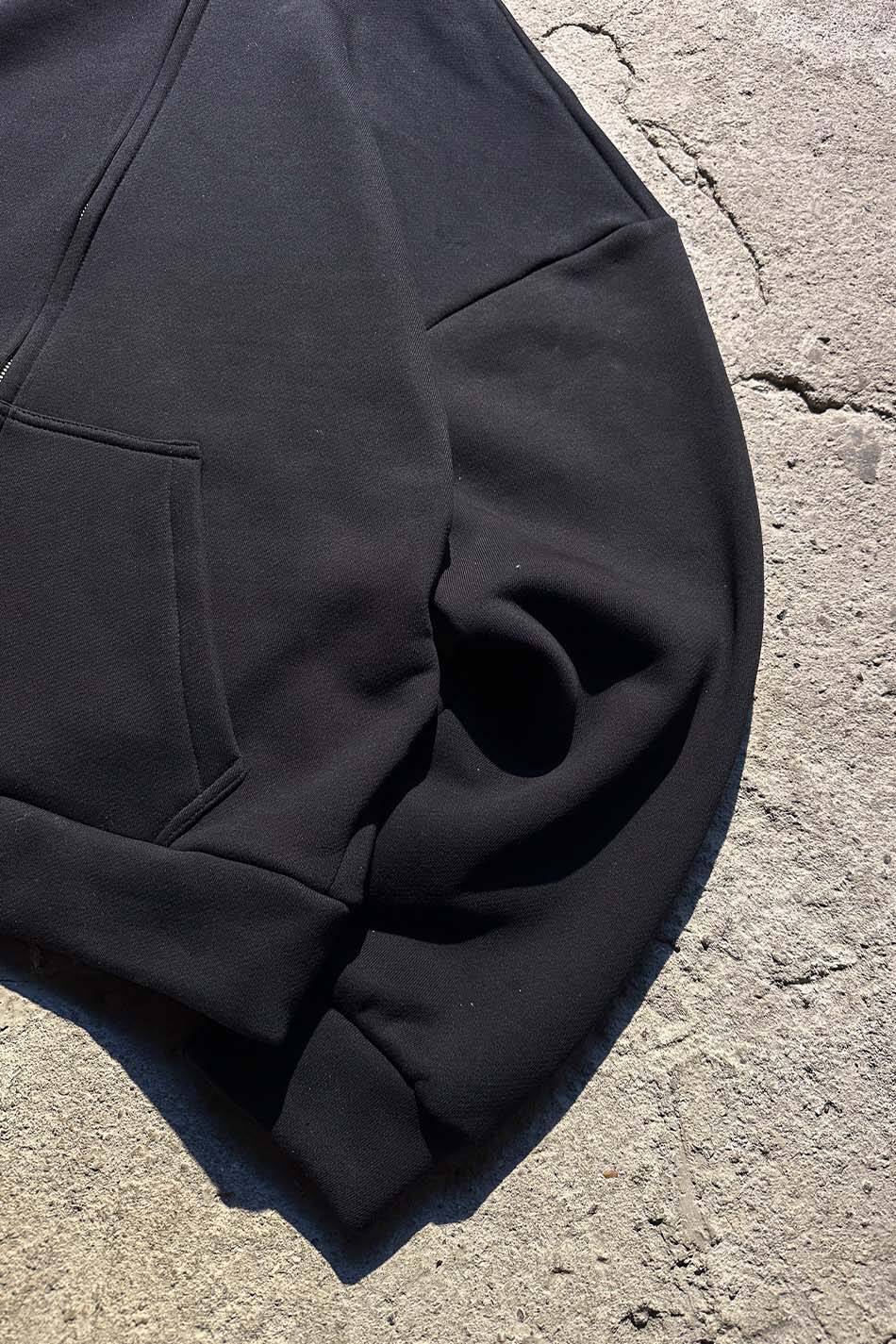 Siyah Heavyweight (550GSM) Oversize Boxy Fit Zip Hoodie V2 - 14