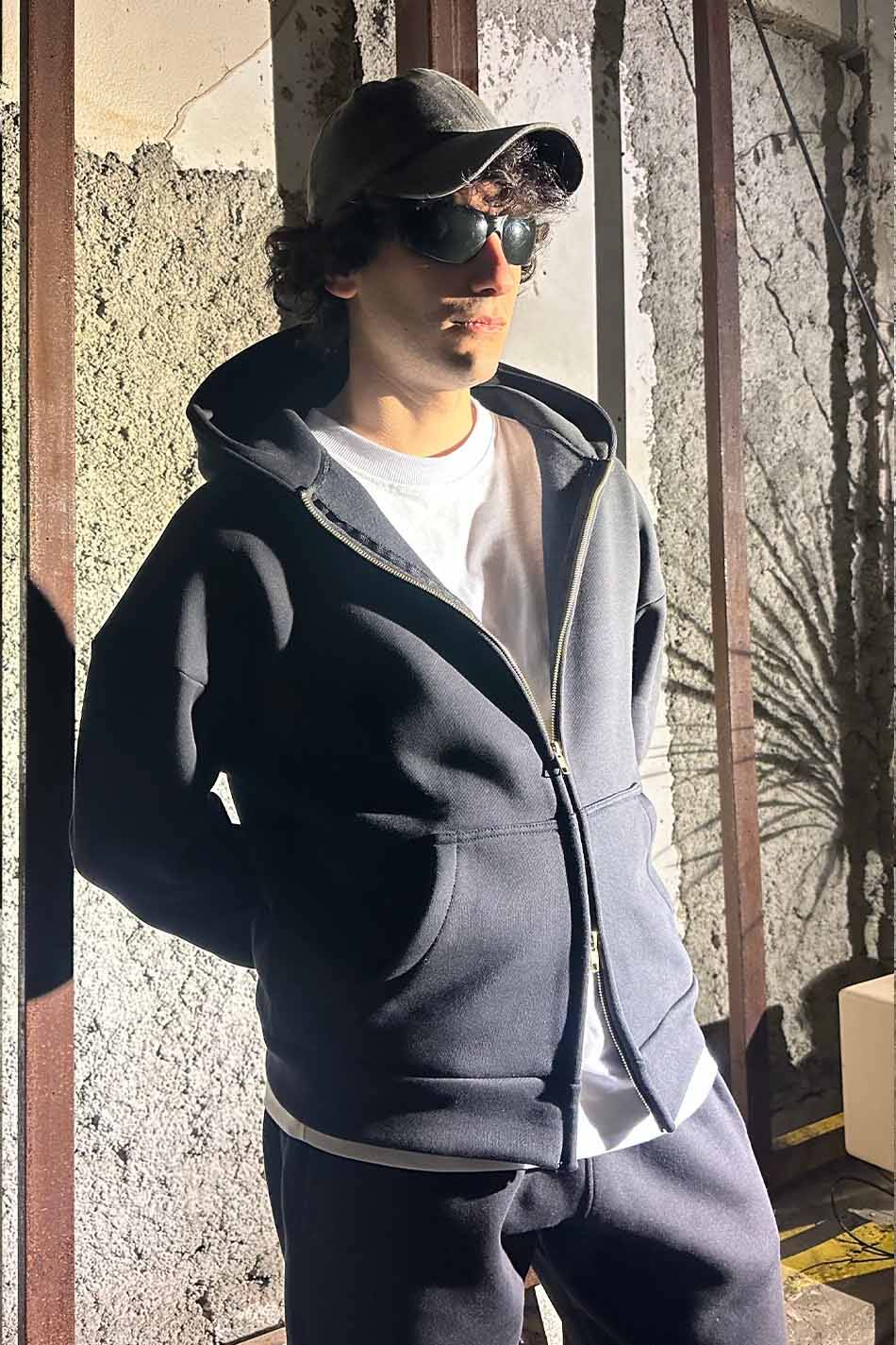 Siyah Heavyweight (550GSM) Oversize Boxy Fit Zip Hoodie V2 - 2