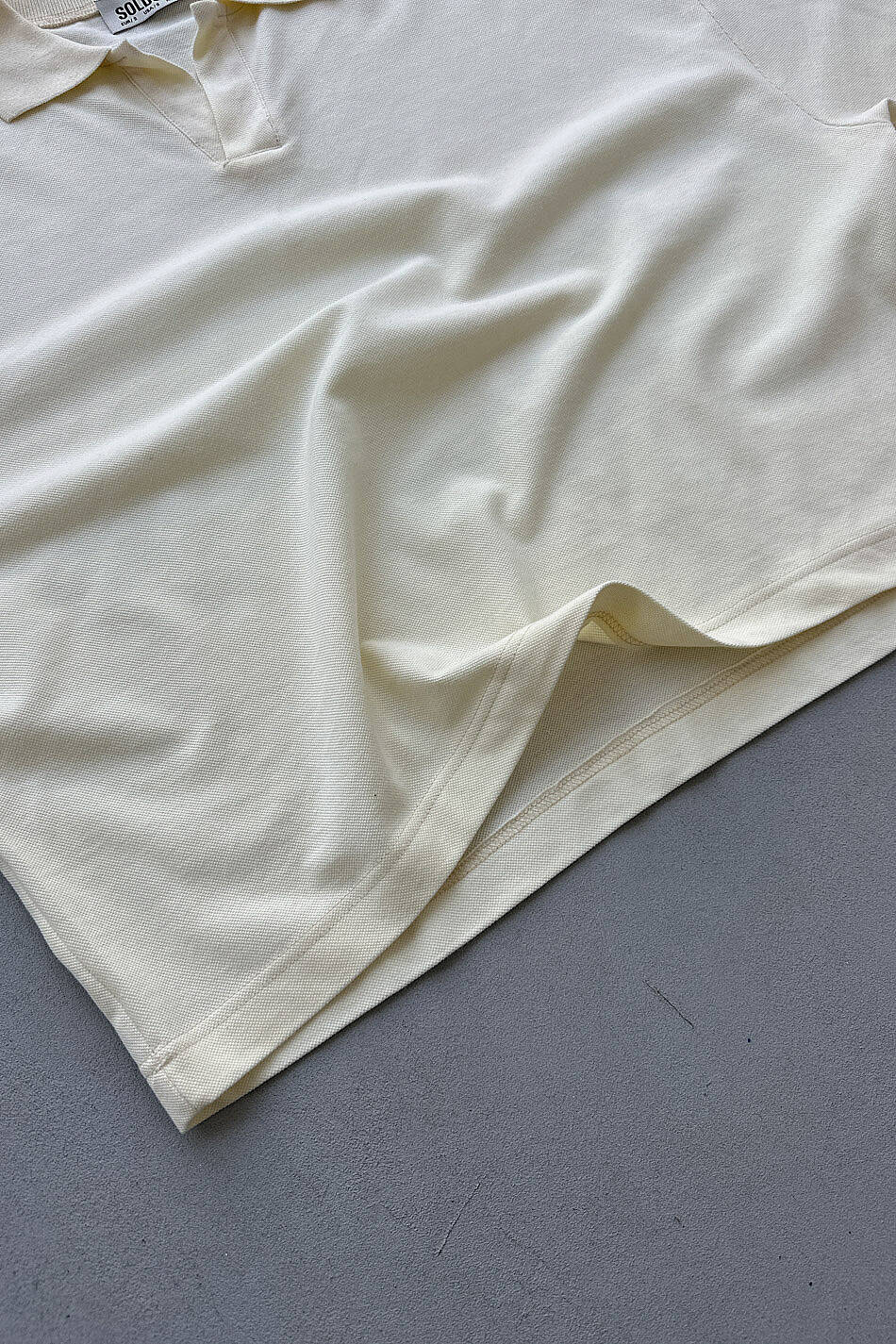 Soldout Clothing Polo Yaka Boxy Fit Crop Bej Tişört - 4