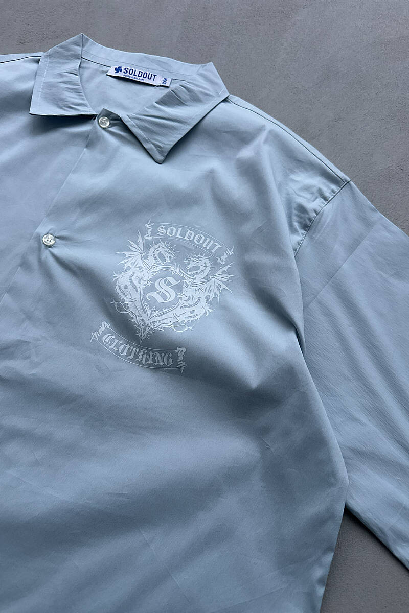 Soldout Dragon Bebek Mavisi Yarım Kol Boxy Fit Gömlek - 2