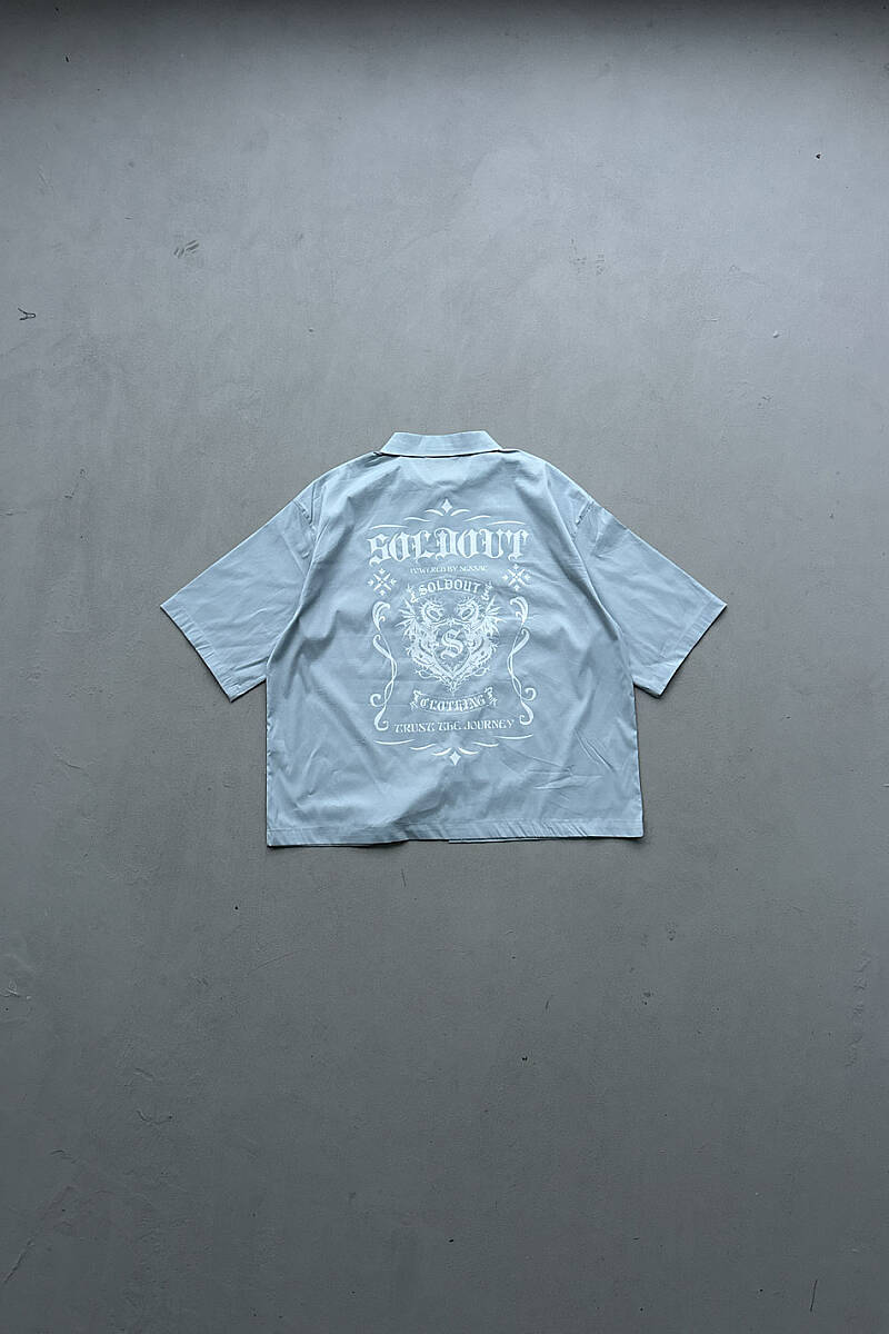 Soldout Dragon Bebek Mavisi Yarım Kol Boxy Fit Gömlek - 1