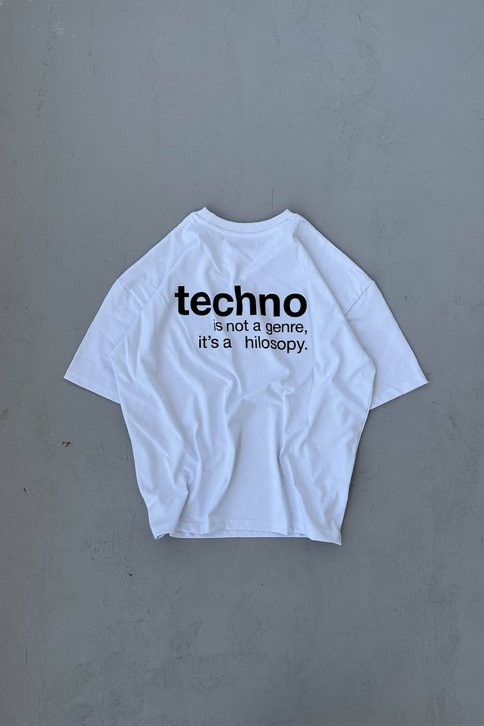 Techno Genre Baskılı Oversize Tişört · 4