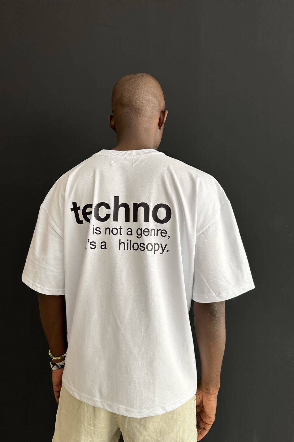 Techno Genre Baskılı Oversize Tişört · 8