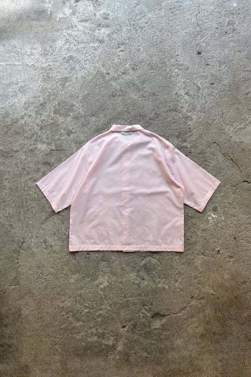 Toz Pembe Yarım Kol Oversize Gömlek  - 4