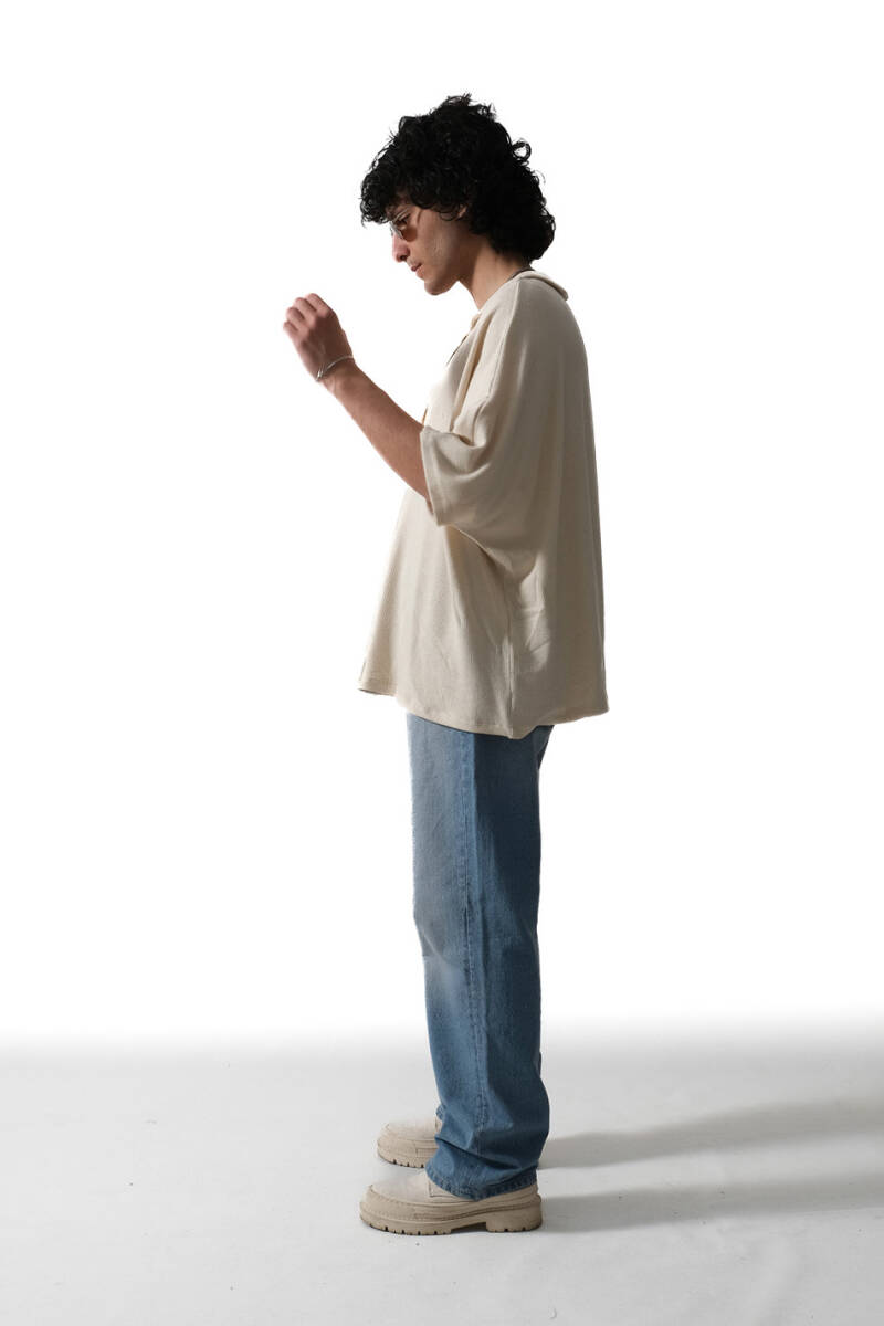 Triko Yarım Kol Essential Oversize Gömlek  - 3