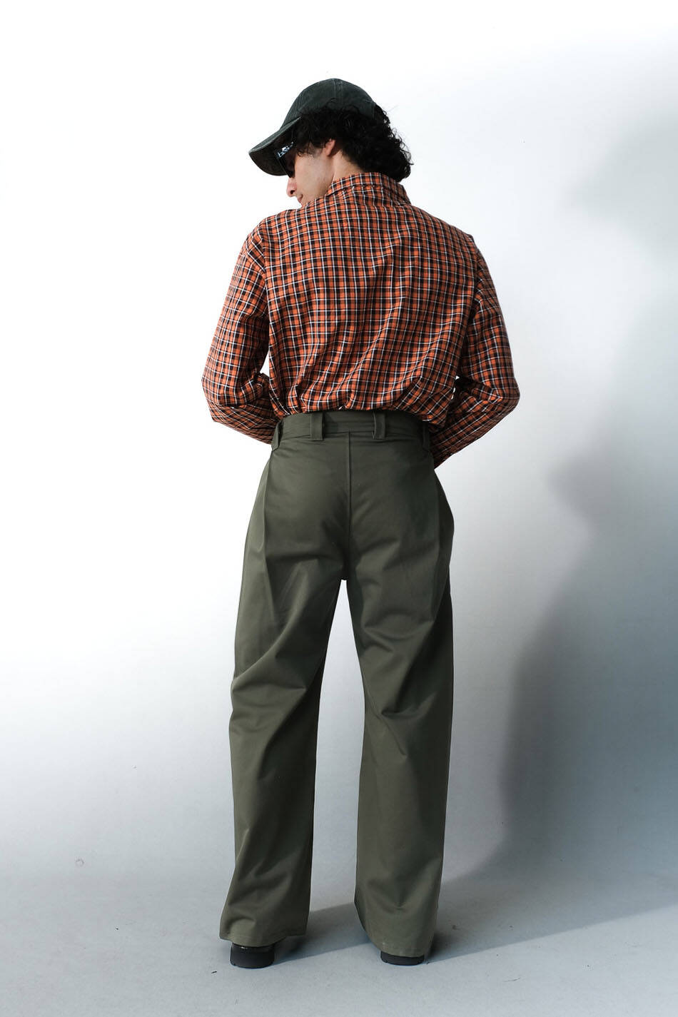 Turuncu - Siyah Kareli Oversize Gömlek · 4