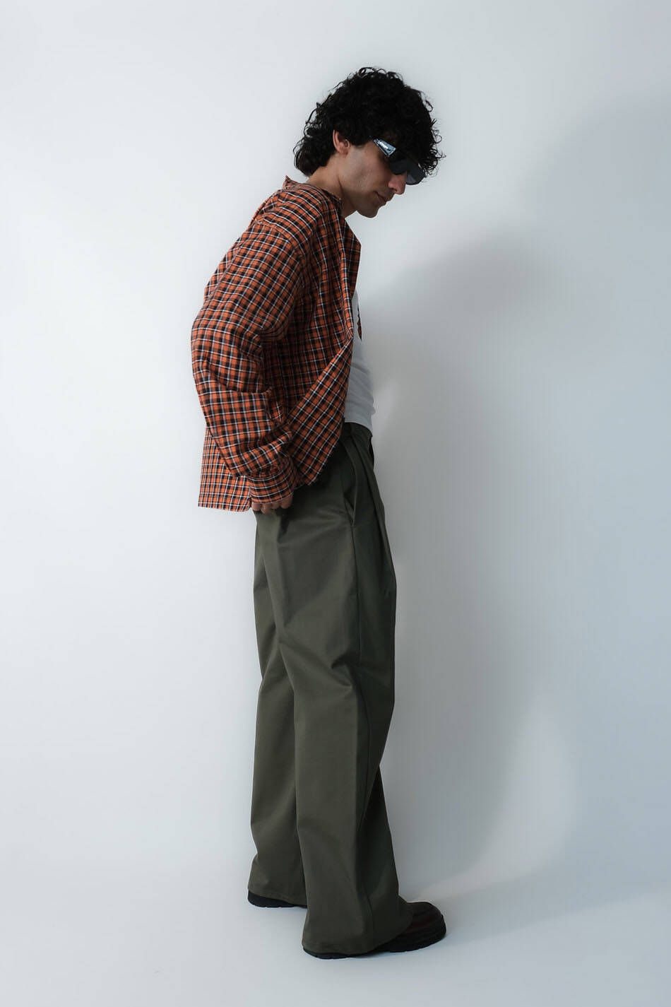 Turuncu - Siyah Kareli Oversize Gömlek · 6