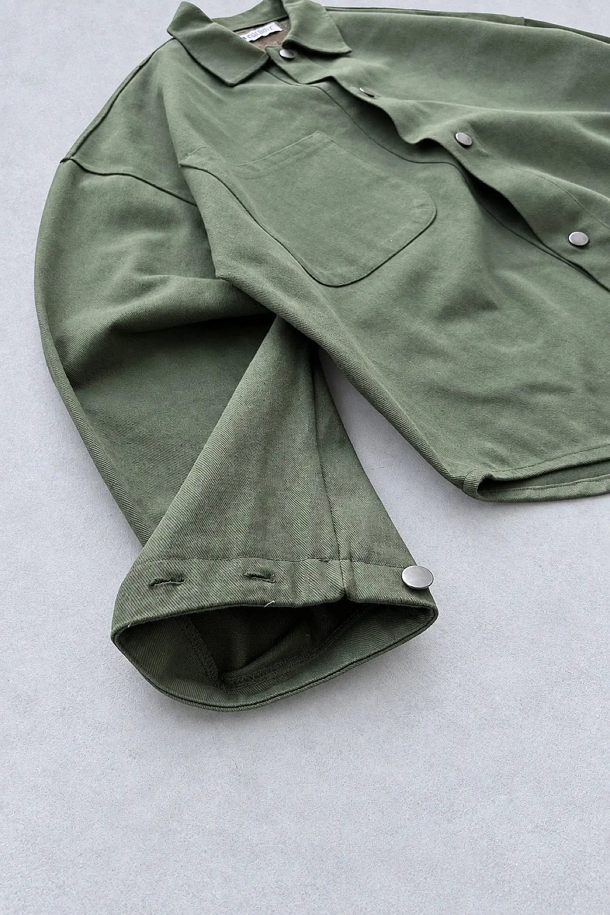 WEJD Gizli Silüet Extra Oversize Heavyweight Haki Gömlek - 7