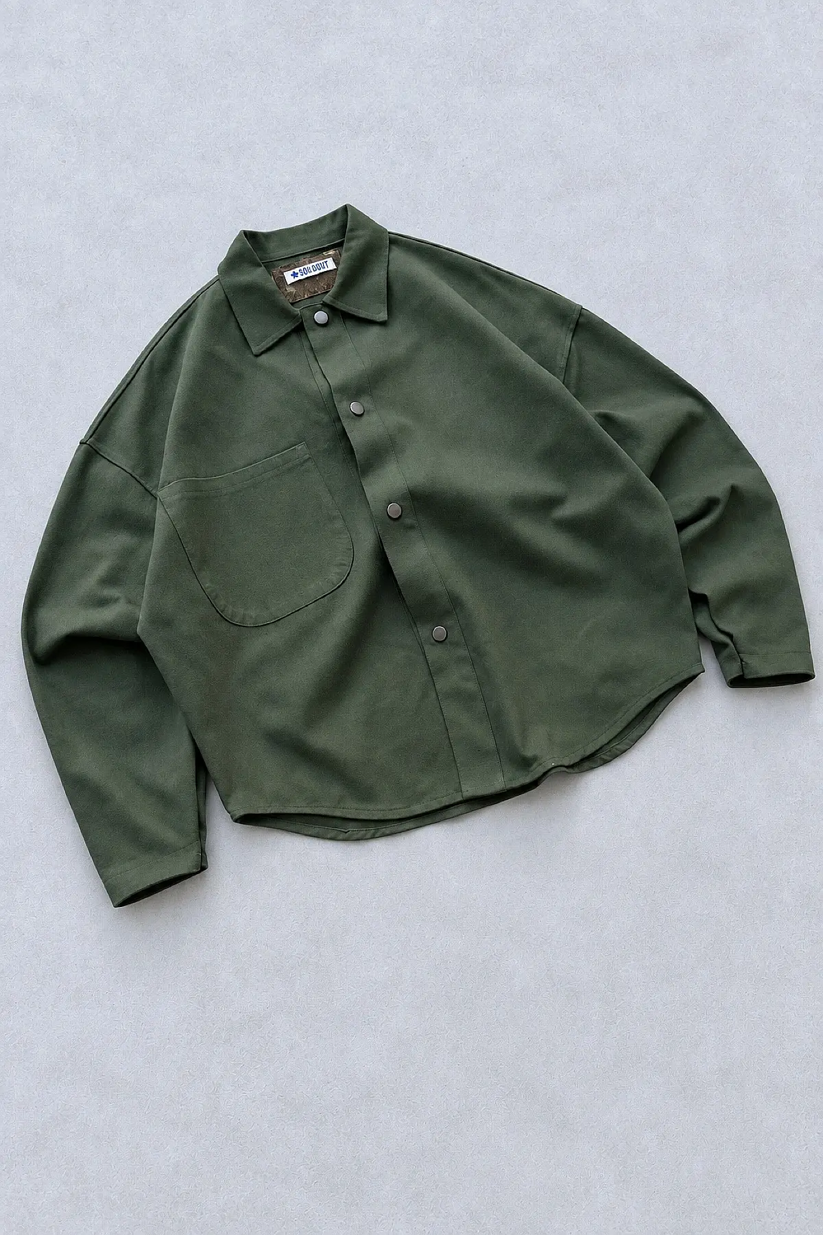 WEJD Gizli Silüet Extra Oversize Heavyweight Haki Gömlek - 2