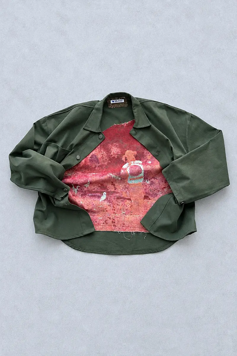 WEJD Gizli Silüet Extra Oversize Heavyweight Haki Gömlek - 8