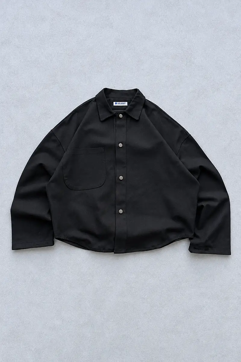 WEJD Gizli Silüet Extra Oversize Heavyweight Siyah Gömlek - 3