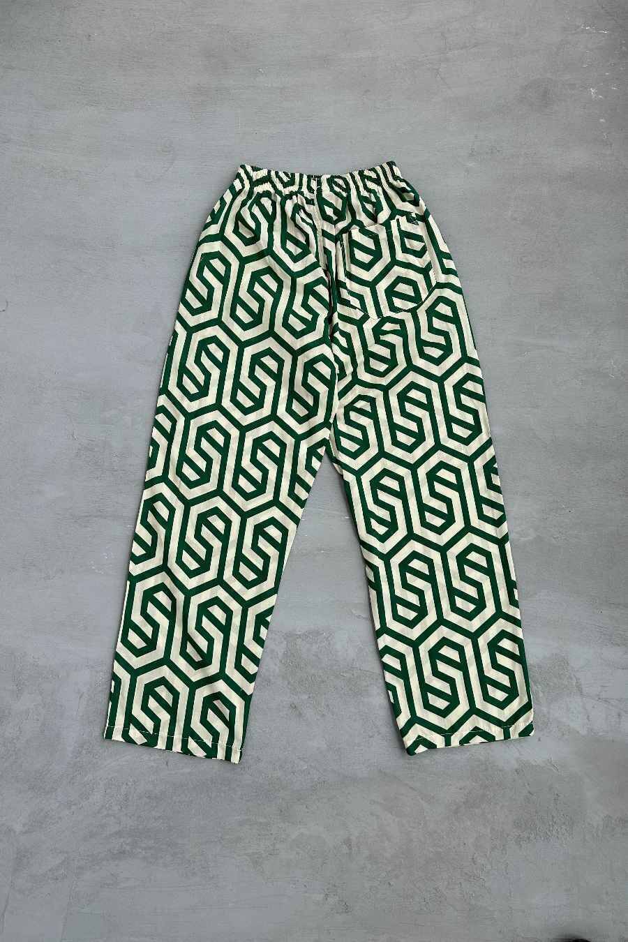 Yeşil Geometrik Desenli Pantolon · 4