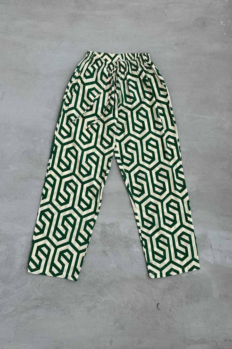 Yeşil Geometrik Desenli Pantolon · 3